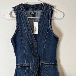 Nasty Gal Dark Blue Denim Vest